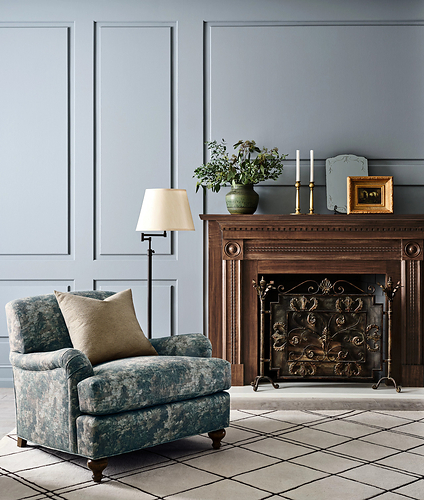 Walls: Steely Gray SW 7676 - Mantle: Minwax Espresso MW1186 Walls: Steely Gray SW 7676 - Mantle: Minwax Espresso MW1186
