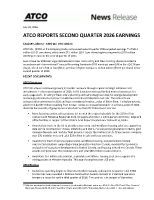 ATCO REPORTS SECOND QUARTER 2026 EARNINGS