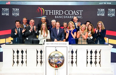 Third Coast Bancshares at the NYSE on July 28.