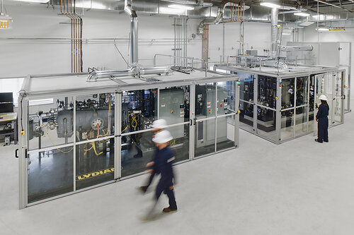 Lydian engineers at work on the company's pilot plant at its R&D Center of Excellence in Boston