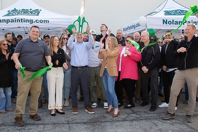 The Nolan Painting team cuts the ribbon at a prior office opening with the Greater West Chester Chamber of Commerce. Nolan Painting hosts its Willow Grove open house on August 7th.