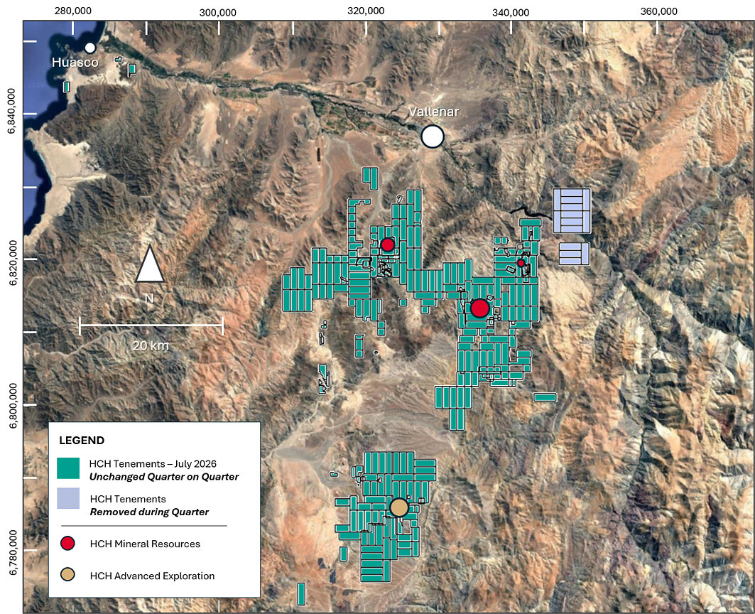 Figure 6. Overview of current HCH tenement package, including major quarter-on-quarter changes
