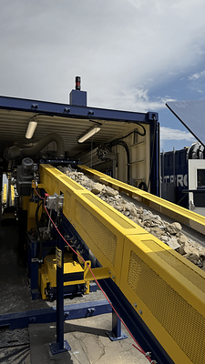 Sample material from Perpetua Resources enters the modular mineral processing plant. 