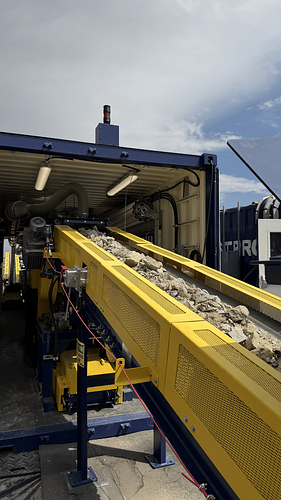 Sample material from Perpetua Resources enters the modular mineral processing plant. Sample material from Perpetua Resources enters the modular mineral processing plant.