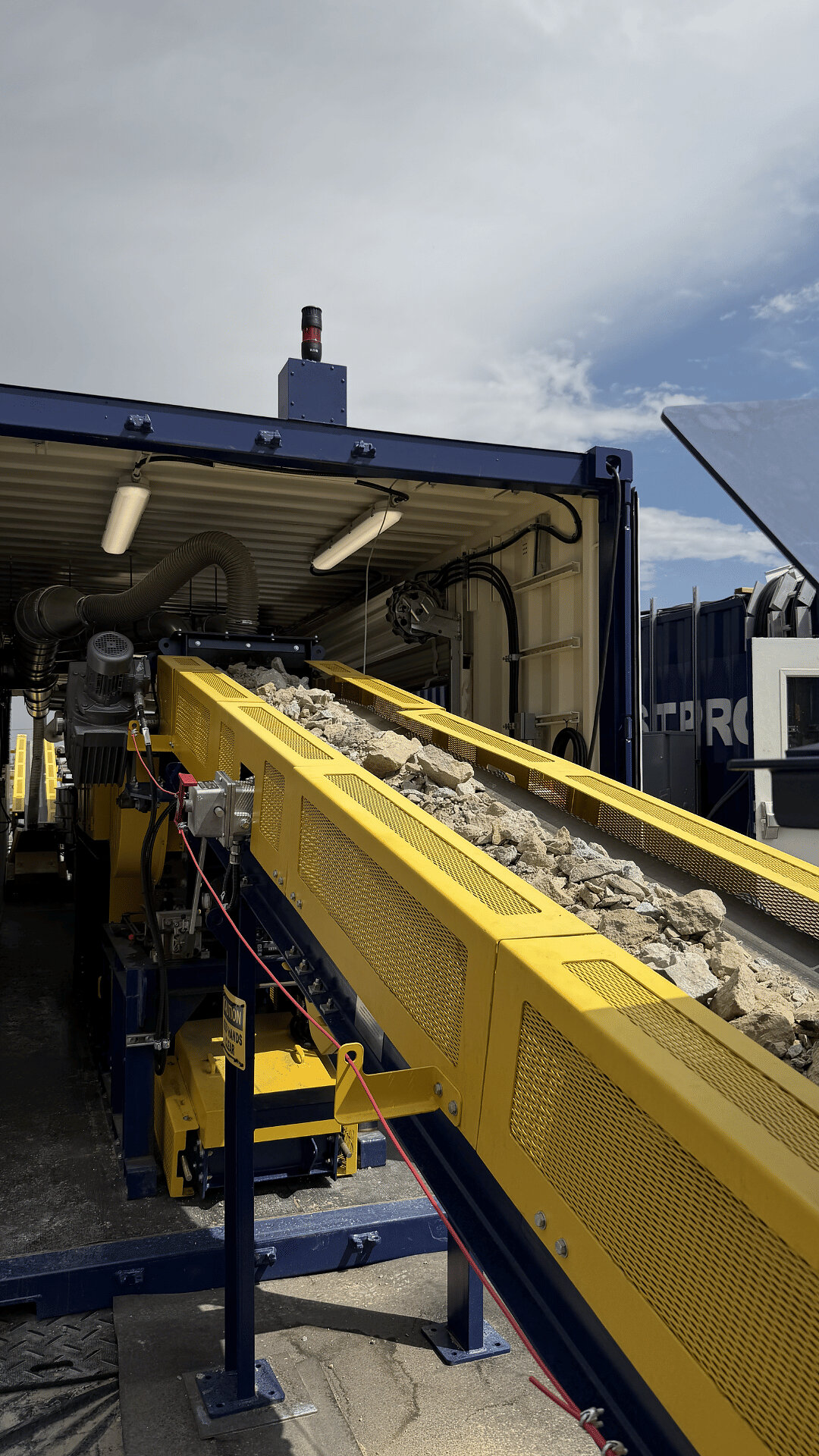 Sample material from Perpetua Resources enters the modular mineral processing plant. 