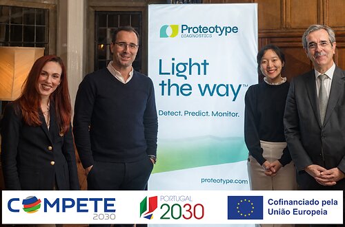 From left: Dr. Emma Yates (CSO & Co-Founder), Prof. Gonçalo Bernardes (SAB Chair & Co-Founder), Dr. Cong Tang (Head of Translational Evidence), Prof. Luís Costa (Study Chief Investigator) This image opens in the lightbox
