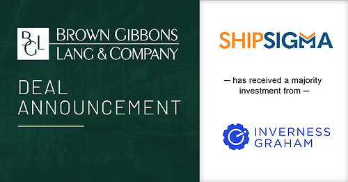 Brown Gibbons Lang & Company (BGL), a leading independent investment bank and financial advisory firm, is pleased to announce ShipSigma, an AI-powered parcel solutions platform that uses proprietary data and advanced analytics to help businesses lower shipping costs while improving the efficiency of their supply chains, has received a majority investment from Inverness Graham, a Philadelphia-based private equity firm. Brown Gibbons Lang & Company (BGL), a leading independent investment bank and financial advisory firm, is pleased to announce ShipSigma, an AI-powered parcel solutions platform that uses proprietary data and advanced analytics to help businesses lower shipping costs while improving the efficiency of their supply chains, has received a majority investment from Inverness Graham, a Philadelphia-based private equity firm.