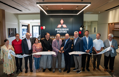 Mark Chaffin, President & CEO, Mitsubishi Motors North America (center right, blue jacket, with scissors); and David Andrews, CEO, City Auto Mitsubishi (center left, mauve jacket, with scissors); join dignitaries from the City of Franklin, Williamson and Davidson Counties, and the State of Tennessee for the ribbon-cutting grand opening of the first Mitsubishi Motors Gallery dealership in the United States, in Antioch, Tenn. Mark Chaffin, President & CEO, Mitsubishi Motors North America (center right, blue jacket, with scissors); and David Andrews, CEO, City Auto Mitsubishi (center left, mauve jacket, with scissors); join dignitaries from the City of Franklin, Williamson and Davidson Counties, and the State of Tennessee for the ribbon-cutting grand opening of the first Mitsubishi Motors Gallery dealership in the United States, in Antioch, Tenn.