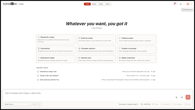 Every employee gets a safe front door to AI. Chat on day one: quick starts, recent work, and every model behind one governed composer.