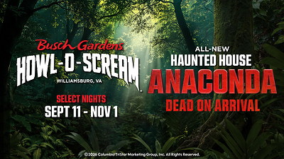At Busch Gardens Williamsburg, visitors will encounter Anaconda: Dead on Arrival, starting Sept. 11.