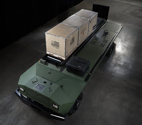 A prototype of an uncrewed military ground vehicle for American Rheinmetall based on Harbinger’s dual-use hybrid chassis. Harbinger designed its chassis to be flexible and up-fit ready to meet mission demands. A prototype of an uncrewed military ground vehicle for American Rheinmetall based on Harbinger’s dual-use hybrid chassis. Harbinger designed its chassis to be flexible and up-fit ready to meet mission demands.