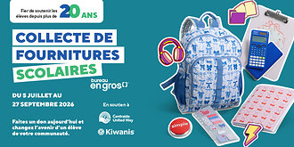 Jusqu’au 27 septembre, les clients peuvent soutenir la collecte de fournitures scolaires Bureau en Gros en faisant un don à la caisse dans les magasins Staples/Bureau en Gros partout au Canada. Cent pour cent des dons recueillis demeurent dans les communautés où ils sont amassés, aidant ainsi les élèves et les familles de la région par l’entremise de Centraide United Way et de Kiwanis.