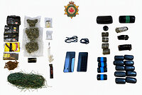 The items seized included tobacco, marijuana, cocaine, drug paraphernalia, stabbing weapons, as well as cell phones and accessories. 