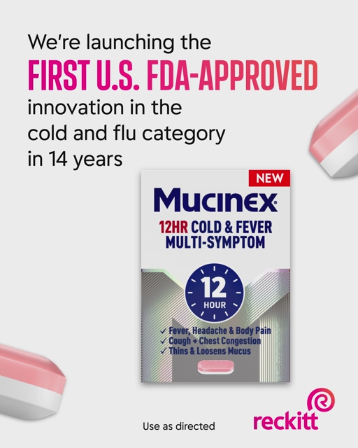 Mucinex 12HR Cold & Fever Multi-Symptom is the first and only FDA-approved OTC cold and flu medication that treats fever, cough, chest congestion and body pain for 12 hours.