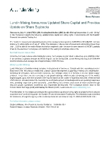 Lundin Mining Announces Updated Share Capital and Provides Update on Share Buybacks