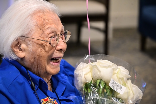 Evangeline Paredes celebrates her 110th birthday at Chevy Chase House Boutique Assisted Living in Washington, D.C.
