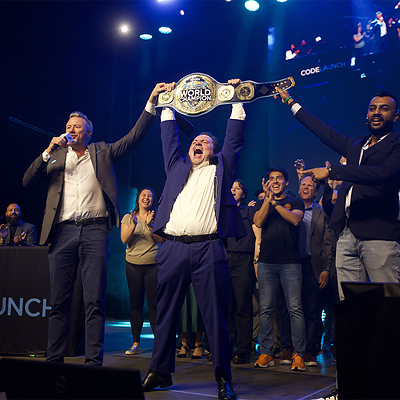 2025 CodeLaunch World Championship winner Well Water Finders celebrates