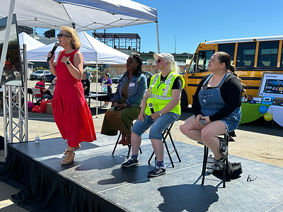 Dr. Marni Asplund-Campbell, Assistant Superintendent of School Operations for Seattle Public Schools, celebrates with current and new Zum drivers as the company marks its continued growth across Seattle and welcomes the next generation of school bus drivers.
