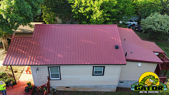 Red metal roofing installed in Burlington, NC by Gator Metal Roofing