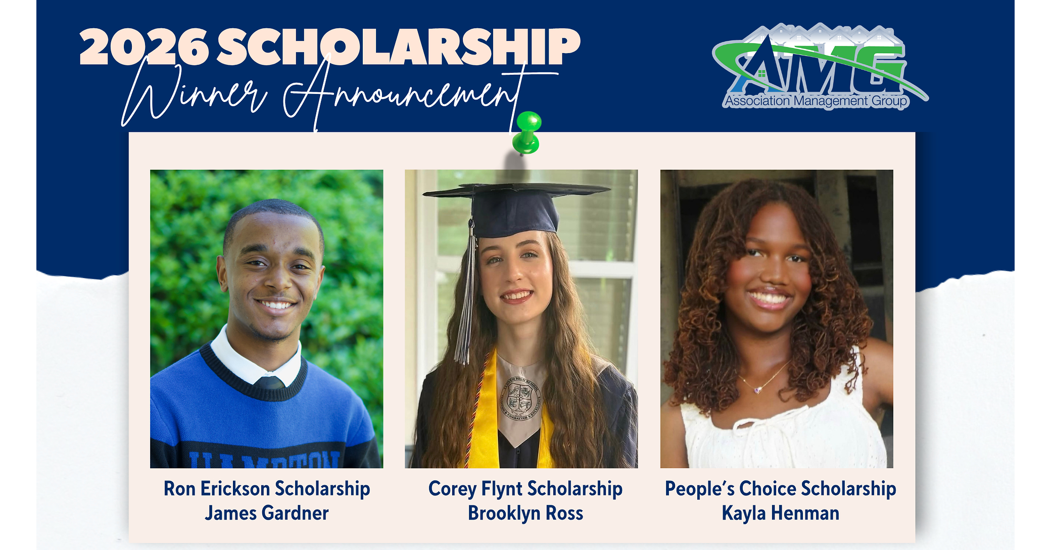 Association Management Group (AMG), Carolinas HOA/Condo Manager, Awards 2026-27 College Scholarships