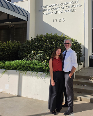 James Nevin, Partner and Liliana Carbone, Associate of Brayton Purcell LLP at the Santa Monica, CA courthouse after a jury verdict in favor of client Evelin Liseth Gonzalez Rodriguez and family, as successor-in- interest of Wilmer Rubin Martinez Paredes