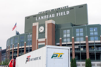 Paper Transport Truck and Trailer at Lambeau Field 
