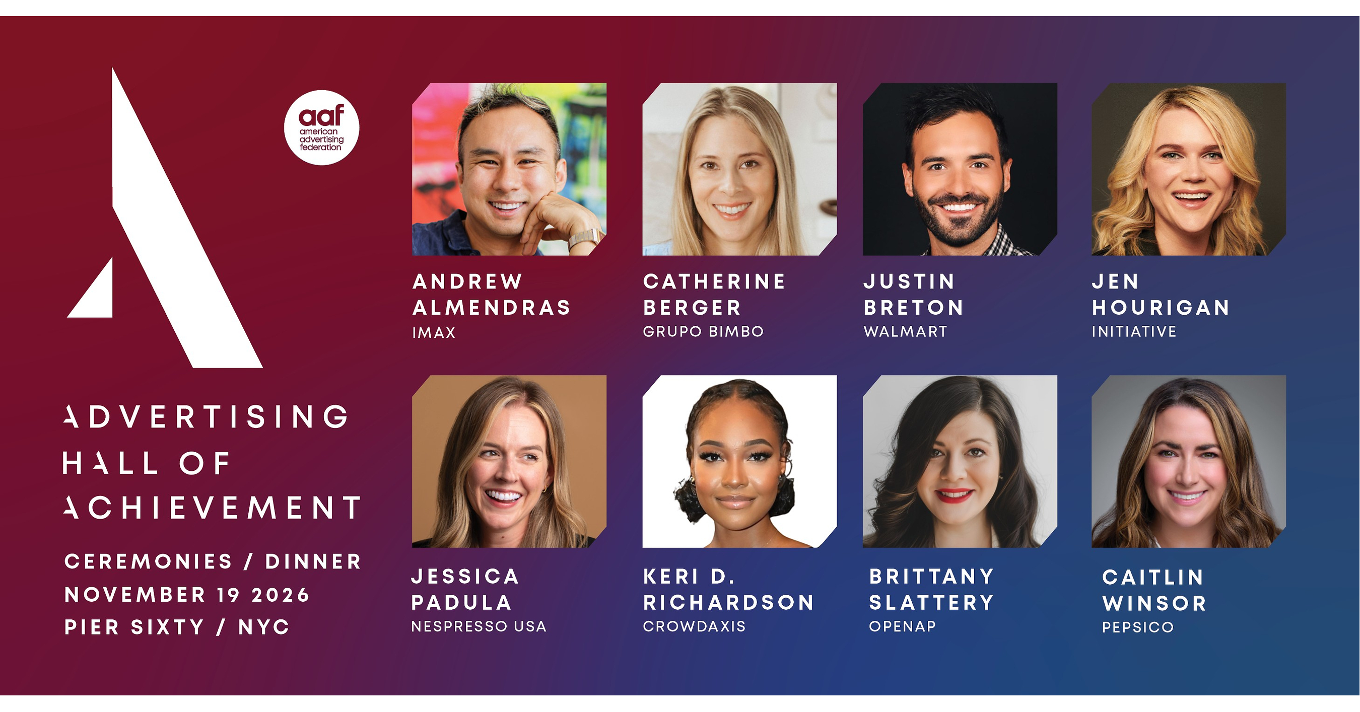 ANNOUNCING THE INDUCTEES INTO THE AAF 2026 ADVERTISING HALL OF ACHIEVEMENT