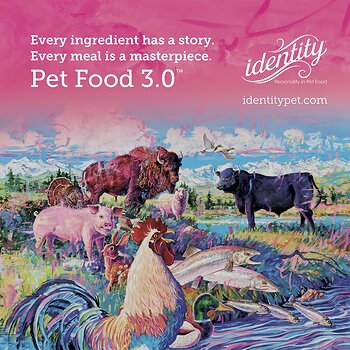 Identity Pet Nutrition’s “Pet Food 3.0®” brand artwork represents the company’s vision for a new generation of pet food centered on ingredient transparency, nutritional innovation, and personality.