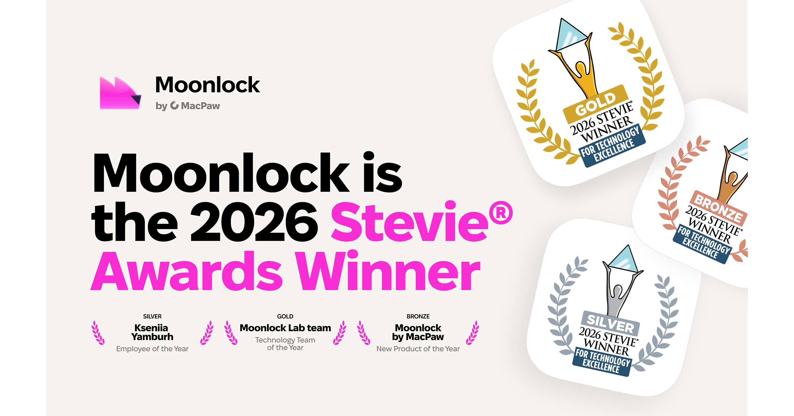 MacPaw's Moonlock Wins Gold, Silver, and Bronze at the 2026 Stevie® Awards for Technology Excellence