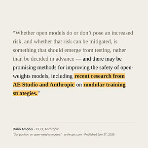 AE Studio Research Cited by Anthropic CEO Dario Amodei as a Promising Method for Making Open-Weights AI Models Safer