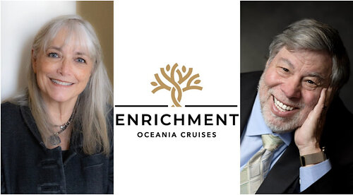 Left: Karen Allen, award-winning actress and director known for her role in Raiders of the Lost Ark. Right: Steve Wozniak, co-founder of Apple Inc. (Credit: Oceania Cruises).