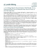 Lundin Mining Reports Second Quarter 2026 Results; Strong Operational Performance Generated Near-Record Revenue and Free Cash Flow