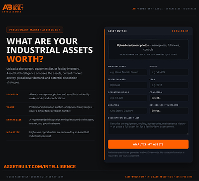 AssetBuilt Launches AssetBuilt Intelligence™ — A Proprietary AI Platform for Industrial Asset Assessment and Strategic Advisory