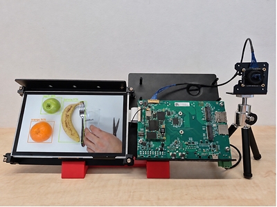 Leopard Imaging's Sony IMX678 camera module integrated with the SolidRun HummingBoard Hailo-15 AIOT platform demonstrating real-time AI object detection.