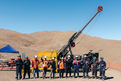 Photo 1: The Super Copper and Visión Perforaciones site team at the DH26CC-001 drill platform, El Alto target, Cordillera Cobre Project, Atacama Region, Chile.