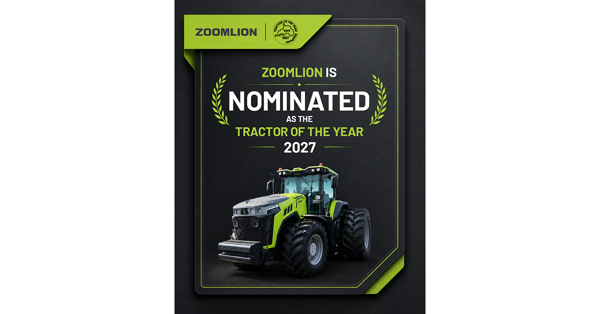 Zoomlion DV3504 Hybrid Tractor Shortlisted for Two Categories of TOTY 2027, Marking a Breakthrough for Chinese High-Horsepower Agricultural Machinery