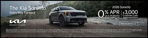 Chris Auffenberg Kia Announces Limited-Time Financing and Cash Offer on the 2026 Kia Sorento