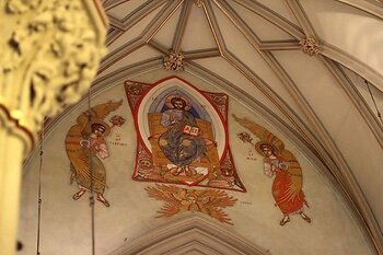 The Art of Guillermo Esparza. Mural Icon of Pantokrator, detail. Cathedral of Incarnation, Garden City, New York. All Rights Reserved.