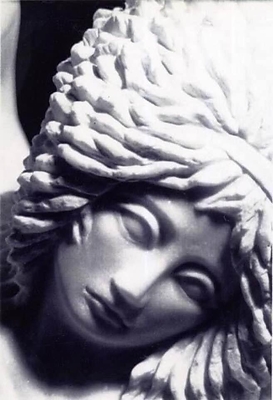 The Art of Guillermo Esparza. Archangel Michael Sculpture and Shrine, detail. St. Peter and St. Paul Byzantine Catholic Church. Somerset, New Jersey. All Rights Reserved.