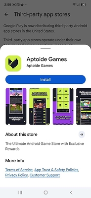 Aptoide Games app view in Google Play