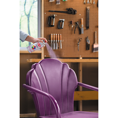 Krylon® Classic in Gloss Icy Grape gives a vintage-style chair a bold refresh. The heritage-inspired shade is one of 16 colors in the revived Classic line, which pairs nostalgic appeal with a fast-drying, lacquer-based formula.