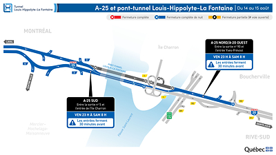Fermeture complète du tunnel dans les deux directions durant la nuit du 14 au 15 août