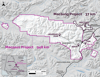 Map 1: Macpass Project and Mactung Project locations