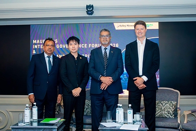 From left - Mahendranath Busgopaul, Secretary-General of the Halley Movement and Founder of the Mauritius Internet Governance Forum; Glenn Tan, Director of Global Affairs at BGA; His Excellency Mr Jean Yvan Robert Hungley, Vice President of the Republic of Mauritius; Mykolas Majauskas, Global Head of Policy at Bybit. From left - Mahendranath Busgopaul, Secretary-General of the Halley Movement and Founder of the Mauritius Internet Governance Forum; Glenn Tan, Director of Global Affairs at BGA; His Excellency Mr Jean Yvan Robert Hungley, Vice President of the Republic of Mauritius; Mykolas Majauskas, Global Head of Policy at Bybit.