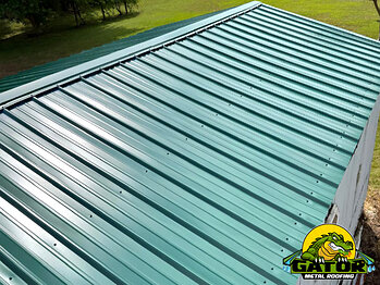 A completed Gator Metal Roofing installation in Forest Green.