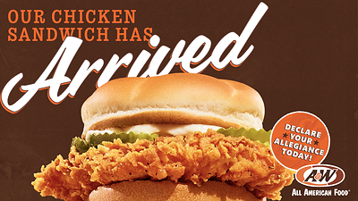 A&W Restaurants introduces its first-ever Crispy Chicken Sandwich, featuring a hand-breaded, crispy chicken filet served with pickles, lettuce, and creamy mayo on a toasted bun. The new sandwich is available in Crispy, Deluxe, and limited-time Nashville Hot varieties at participating A&W locations nationwide.