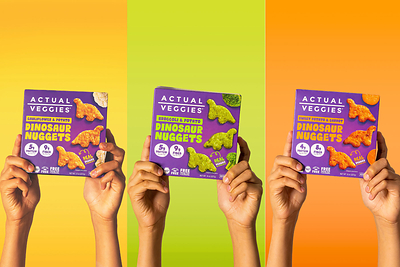 Actual Veggies Dinosaur Nuggets, made with real vegetables, launched nationwide at Whole Foods Market as the company expands into family-friendly foods. (Photo courtesy of Actual Veggies)