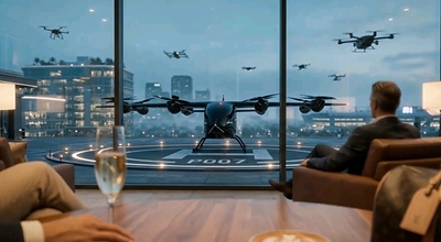 Green District Smart City Vertiport rooftop pad for eVTOL aircraft.