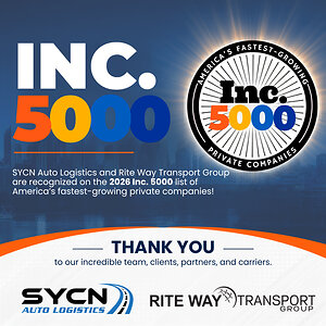 ShipYourCarNow and Rite Way Transport Group Named to Inc. 5000 for Third Consecutive Year
