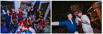 Guests enjoying Tiger's National Day celebrations on a bumboat and Singapore Flyer capsule Guests enjoying Tiger's National Day celebrations on a bumboat and Singapore Flyer capsule